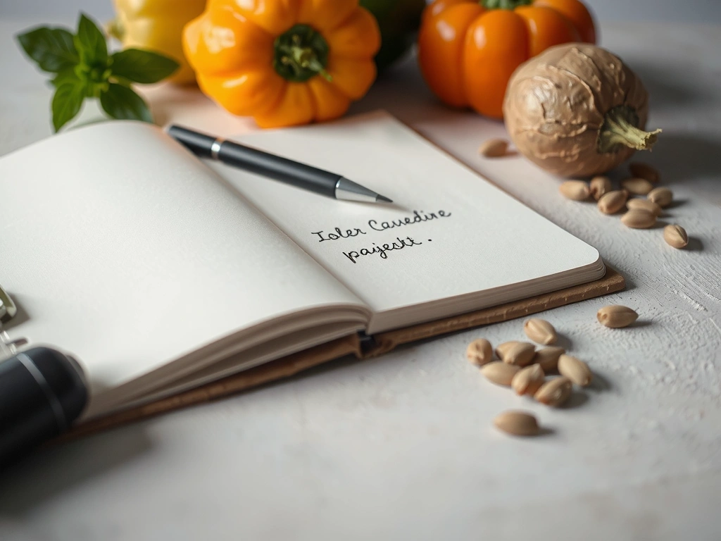 Ručně kreslený talíř a poznámky